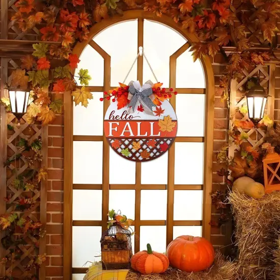 3D Hello Fall Welcome Wreath (Hello Fall Sign) {3}