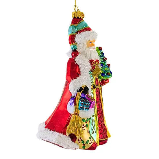 Huras Family 7.0 Inch Baroque Santa Christmas Tree Ornament , Christmas Decor Hand Painted Keepsake Red {3}