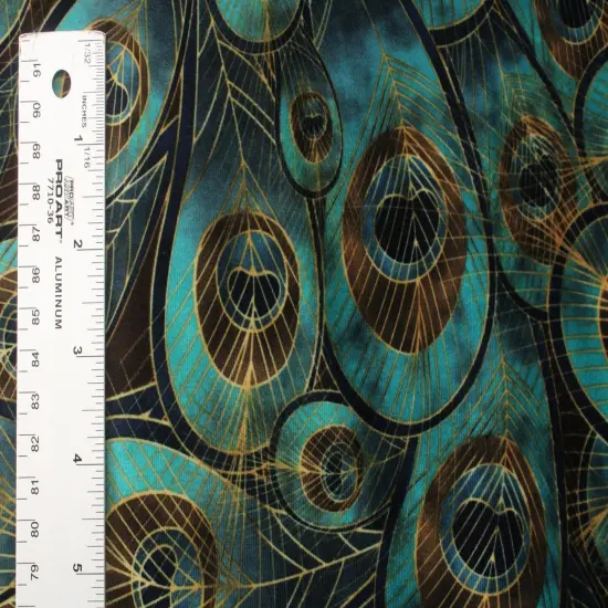 1 Yard Vibrant Peacock Print Stretch Velvet Fabric for Costumes Dancewear Leggings Streetwear {2}