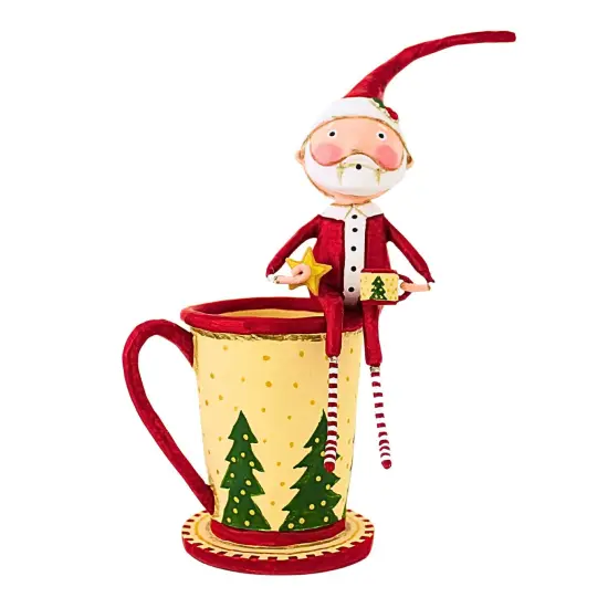 Lori Mitchell 8.0 Inch Cocoa & Cookies Santa Christmas Figurine , Lightweight Christmas Decor Christmas Mug Red {1}