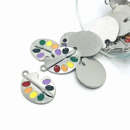 Colorful Paint Palette Charm, 21x18mm {1}