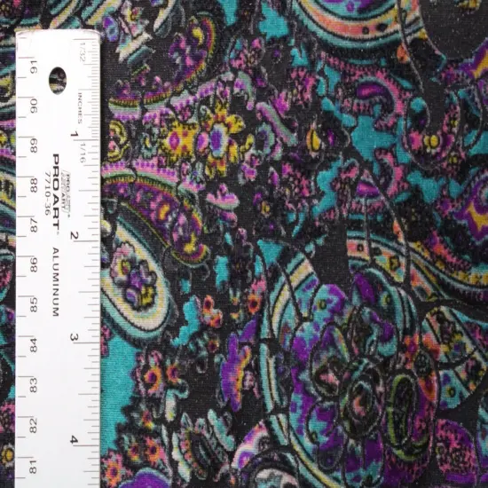 1 Yard Teal and Purple Paisley Fabric Multipurpose {2}