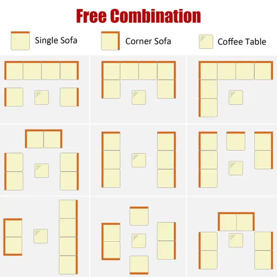 Costway 7PCS Patio Rattan Furniture Set Sectional Sofa Garden White Cushion {6}