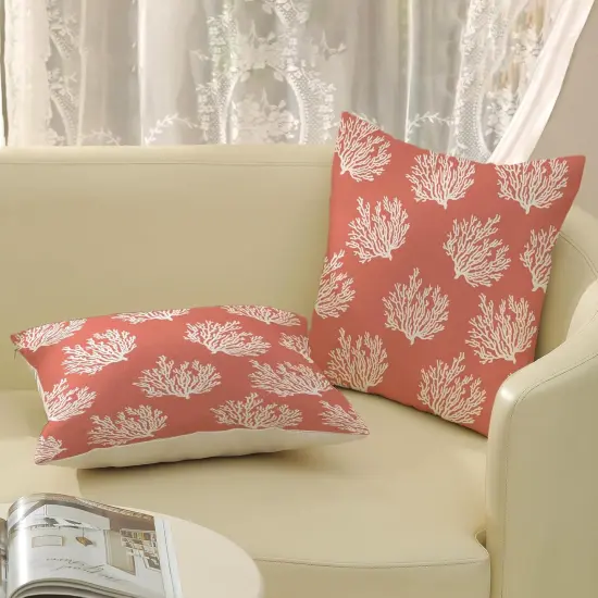 Summer Coastal Pillow Covers 18x18 Pack of 2 Ocean Themed Coral Throw Pillow Covers Outdoor Decoration,Beachy Nautical Decor Pillowcase Square Linen Decorative Cushion Case for Home Sofa Couch {4}