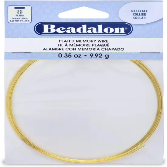 Beadalon Memory Wire, Flat, Large Bracelet, Gold Color, Approx. 12 coils {1}