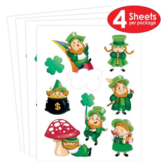12 Packs Bulk Leprechaun/Shamrock Stickers 4/Pack {4}