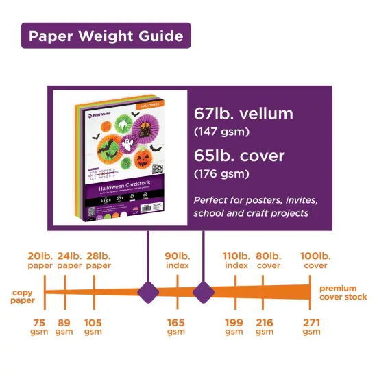 Printworks Halloween Cardstock, Includes Black, Purple, Green, Orange and White Cardstock, 8 &frac12;&rdquo; x 11&rdquo;, 200 Sheets (00596) {3}