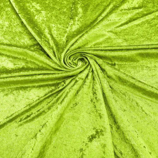 1 Yard Crushed Stretch Panne Velvet Fabric Polyester Spandex, Wide, Soft Velour Texture Lime Green {1}