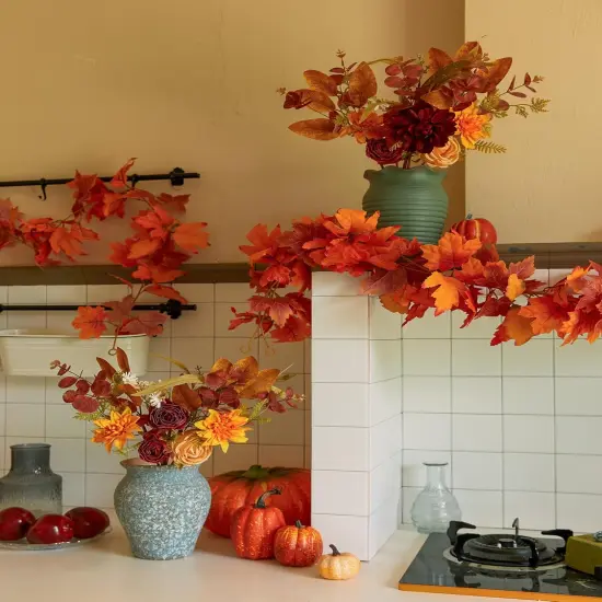 Artificial Flowers Bouquets - Fall-Dahlia {5}