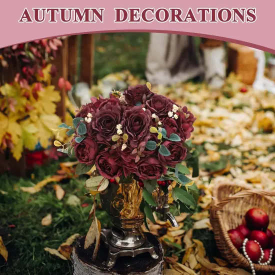 8 Packs Artificial Peony Flowers Faux Silk Hydrangea Bouquet {4}