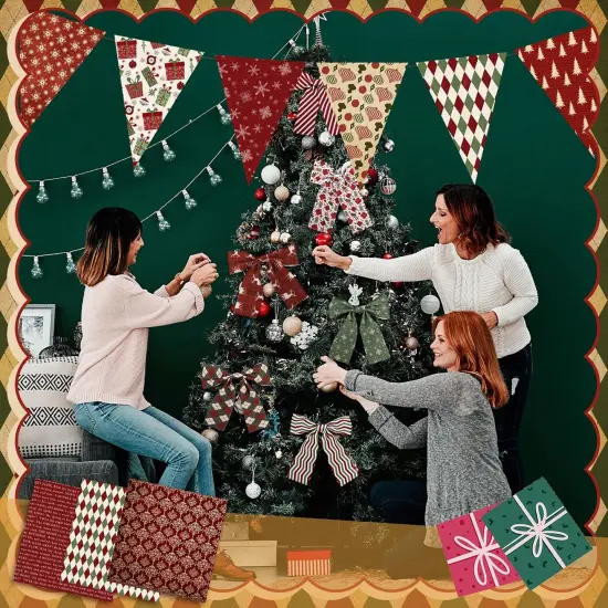 60 Pcs Christmas Vintage Stripe Quilting Fabrics - 10 x 10 Inch {4}