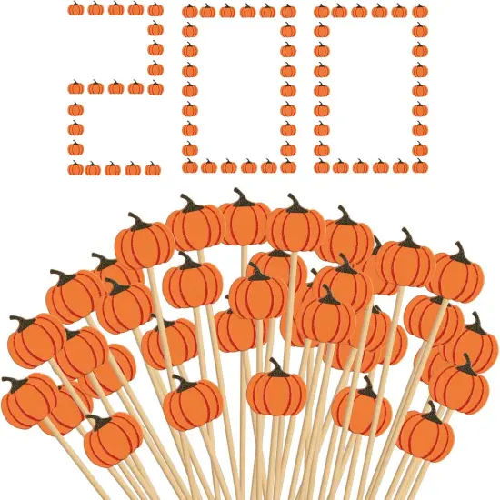200 Pcs Fall Pumpkin Toppers Sticks {1}