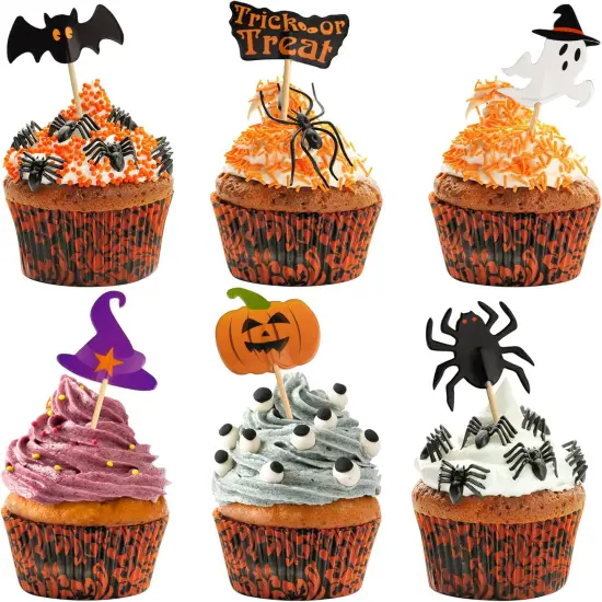 60 Piece Halloween Decoration Cupcake Toppers {1}