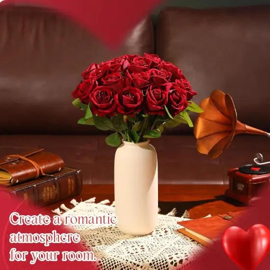100 Pieces Artificial Roses Flowers Bouquet(Wine Red) {4}