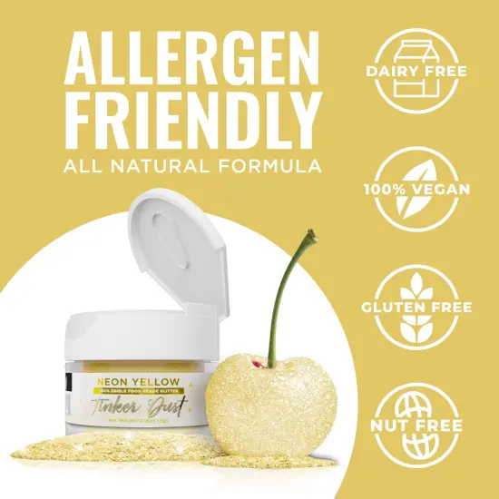Bakell - Neon Yellow Tinker Dust Edible Glitter (5g, 1x Jar) for Food, Desserts, and Beverages! {4}