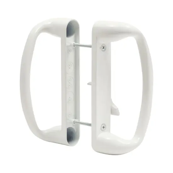 Sliding Glass Patio Door Handle Replacement Set, White Diecast, Mortise Style, Non-Keyed (Fits 3-15/16 Inch Hole Spacing) {4}