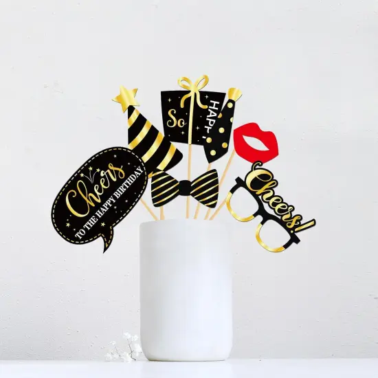 70th Birthday Photo Booth Props, Women Men 70th Birthday Photoshoot Funny Birthday Party Photography Props Favor 70 Years Old Centerpiece Sticks Decorations Black & Gold 35 PCS {5}
