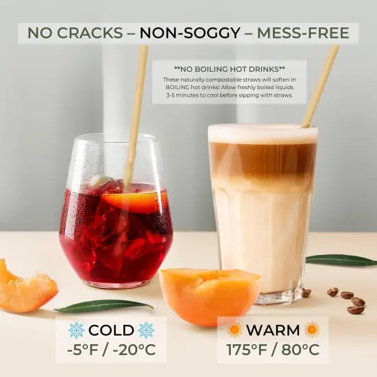 Biodegradable Sugarcane Straws | 150 Count, 100% Compostable, Plastic-Free, & Eco-Friendly Drinking Straw | 7.8'' Sugar Fiber Disposable Straws, Smoothie Straw for Home, Restaurant, Parties {2}