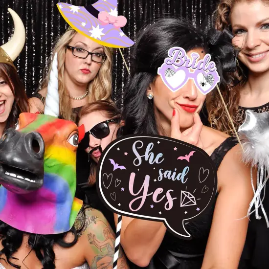 22 Pcs Halloween Bachelorette Party Photo Booth Props Kit-Bride Tribe Party Decorations, She Said Yes Bachelorette Party Photo Booth Props {5}