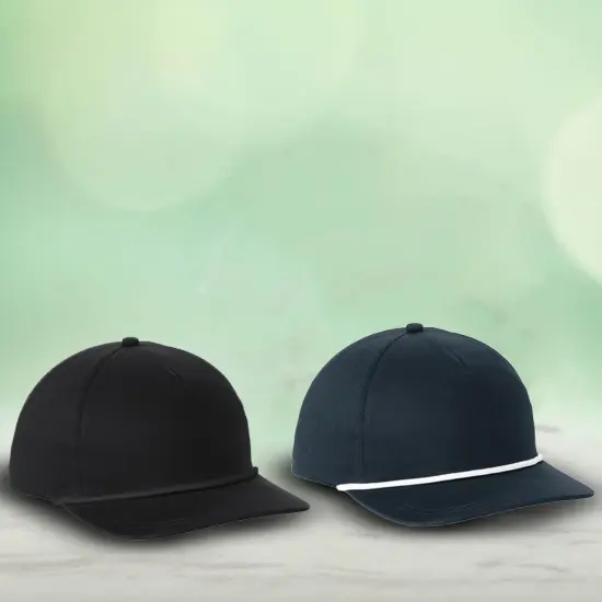 Port Authority&reg; Snapback Five Panel Rope Cap, High Profile Cotton Twill Hat with Adjustable Snapback White/ Black {7}