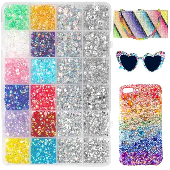 18000 Pcs Multicolor Flat-Back Resin Rhinestones with Picker Tools {1}
