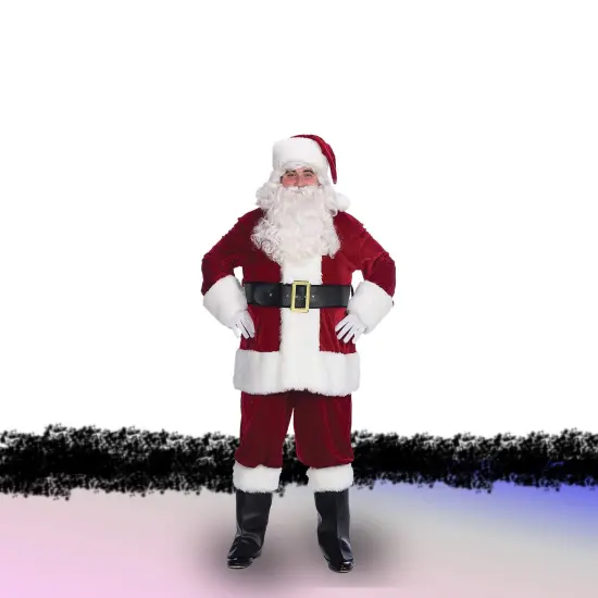 Velveteen Santa Suit with Plush Trim, Vinyl Boot Tops, Gloves, and Matching Belt Set {6}