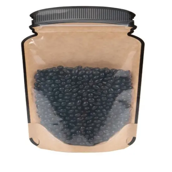 Kraft Mason Jar Zipper Pouch w/ Clear Front 5 1/8" x 3" x 8 1/8" 100 pack SP3KCZ {1}