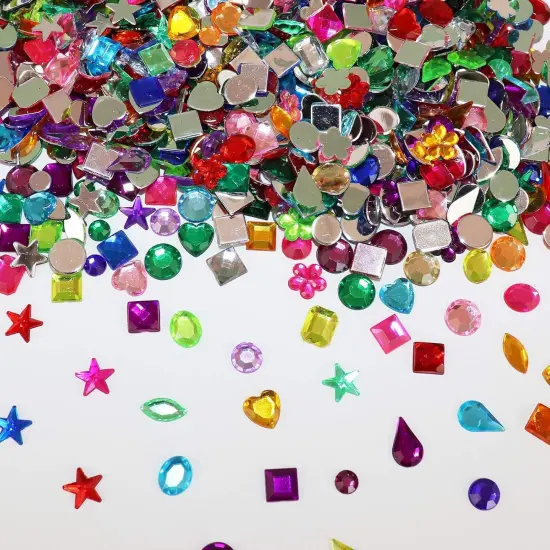 1200 Pcs Acrylic Flatback Rhinestones - 12 Different Shapes (6-13mm) {4}