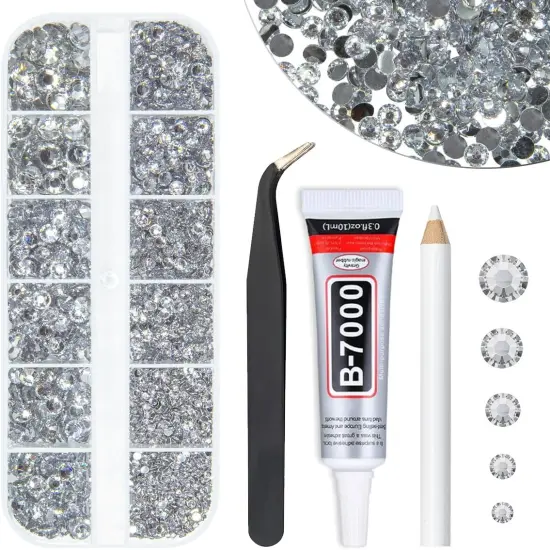 Silver Clear Flatback Resin Rhinestones with Glue - 2/3/4/5/6MM (Silver/Crystal) {1}