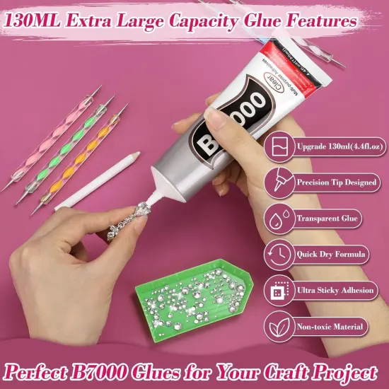 1365PCS Flatback Rhinestone with Glue and Precision Tip (Clear) {3}