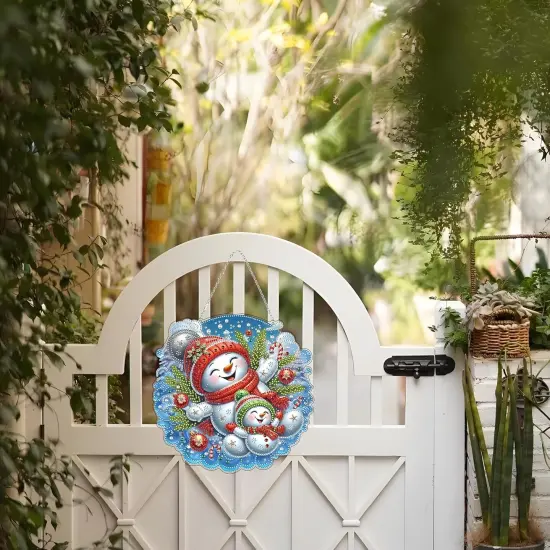 DIY Acrylic Diamond Art Painting Wreath Kits (Christmas Snowman) {3}