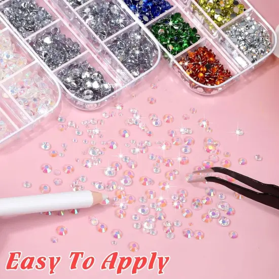14000Pcs 14 Colors Flat Back Rhinestones with B7000 Glue - Multicolor {5}