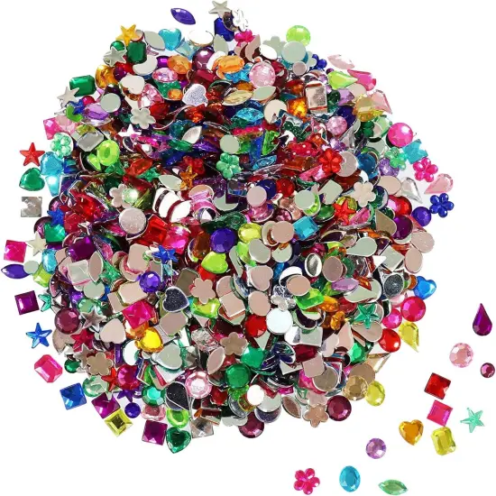 1200 Pcs Acrylic Flatback Rhinestones - 12 Different Shapes (6-13mm) {1}