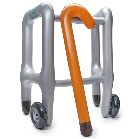 2 Pieces Inflatable Walker and Cane - Funny Gag Gift For Over The Hill Birthday Decorations, 100 Days of School Joke Props Multicolor {1}