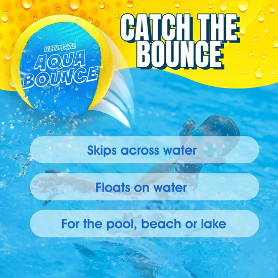 Ultimate Larger 3” Size Skip Balls (Yellow/Cyan) Beach Pool Toys for Kids Ages 3-14 Year Old Boys Girls Summer Gifts for Teens Family Water Games Adult Men Women Best Birthday Present {5}