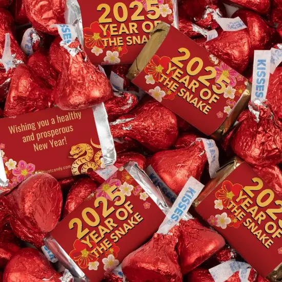 131 Pcs Chinese New Year Candy Party Favors Hershey's Miniatures and Red Kisses Chocolate by Just Candy (1.65 lbs) {1}