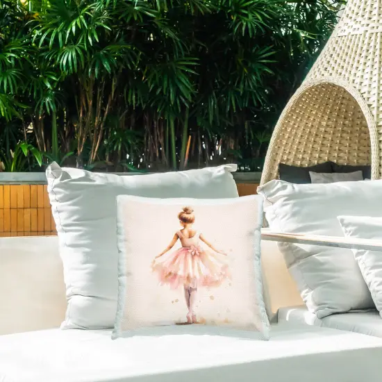 Stepping Ballerina in Tutu Outdoor Printed Pillow Design by Andrea Haase, 18 x 7 x 18 {2}