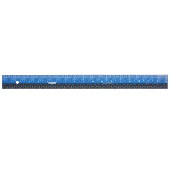 Easy Read&trade; Ruler, Stainless Steel, Blue/Black, 18", Pack of 3 {5}