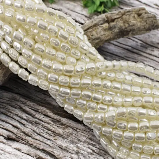 Czech Glass White Pearl Baroque Oval Beads -- Choose Your Size {4}