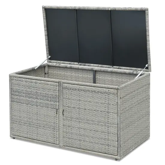 88 Gallon Garden Patio Rattan Storage Container Box Black {8}