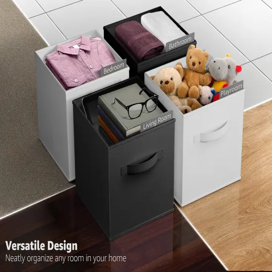 Sorbus Fabric Collapsible Cube Storage Bins Set (6 Pack) Black and white {6}