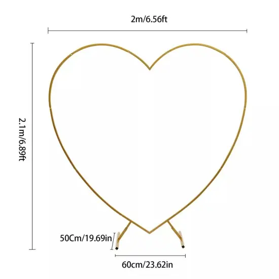 Heart Shaped Gold Metal Balloon Arch Stand Frame For Wedding Decor Display Kit {2}