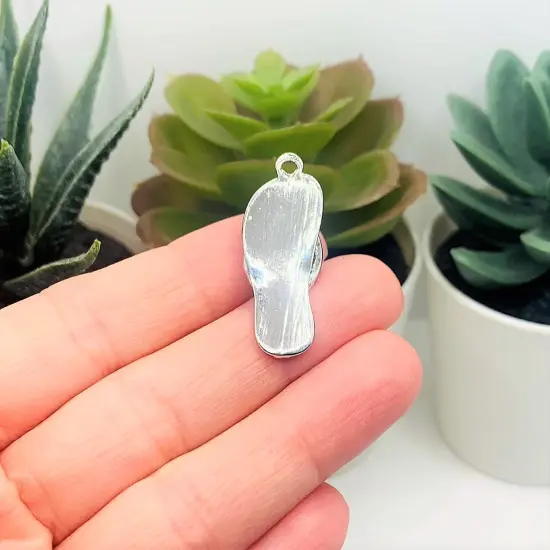 Red White and Blue Enamel Flip Flop Sandal 3D Charms with Rhinestones, 33x12mm {4}