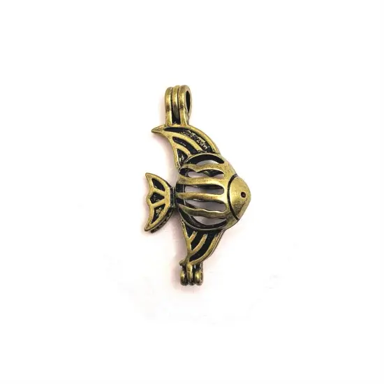 Bronze Angel Fish Bead Diffuser Lockets, 19x32mm {1}