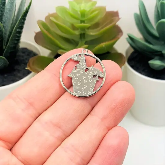 Enamel Haunted House Halloween Charms, 24x22mm {3}