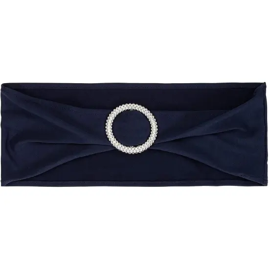 Navy Blue Chair Sashes with Silver Buckles for Wedding Reception, Baby Shower, Birthday Party, Fits 13.5- to 16.5-Inch Chair Backs (50 Pack) Multicolor {6}