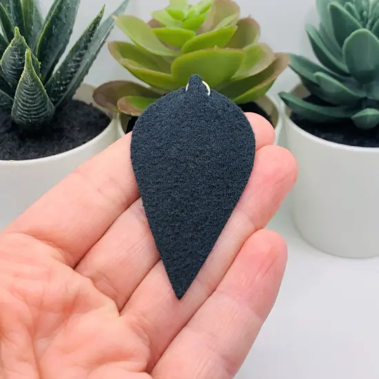 Black Imitation Leather Leaf Pendants, 63x32mm {3}