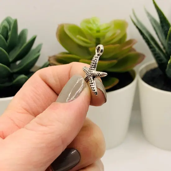 Silver Sea Star Starfish Charms, 20x20mm {4}