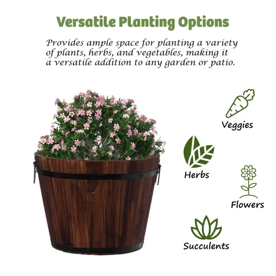 Wooden Whiskey Barrel Planters {6}