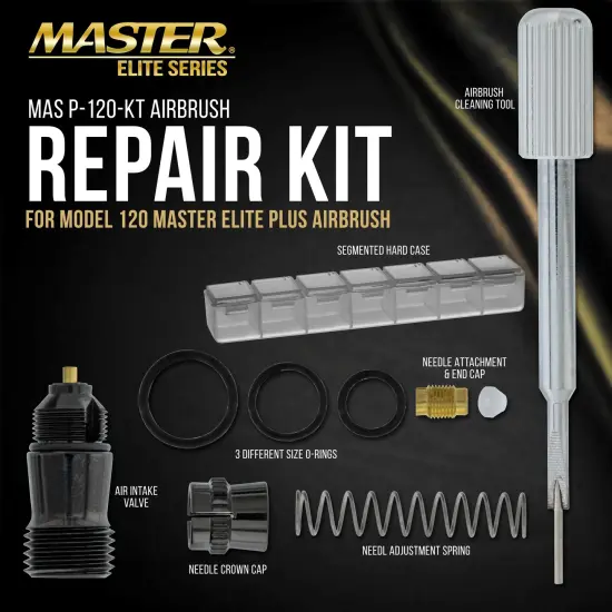 Airbrush Rebuild Kit - For Repair and Maintenance of Model 120 Airbrush - All Essential Airbrush Replacement Parts, Needle Guide, Cap {2}